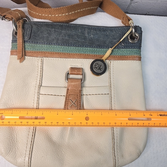 The Sak Cream and Brown Crossbody Bag With Green Navy Acceny - Picture 5 of 8